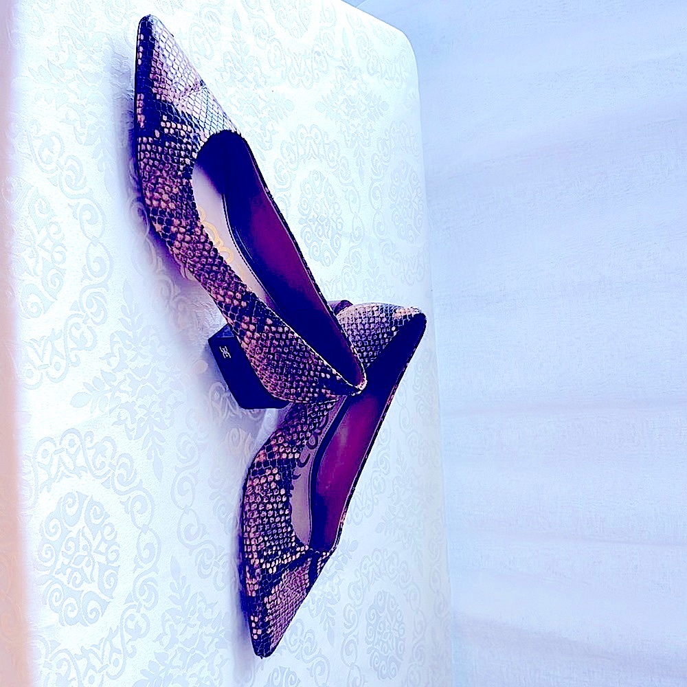 Sam Edelman snakeskin low heel pumps-great addition to your fall wardrobe